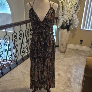 Zara Black and Brown Maxi Dress